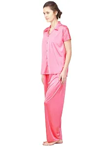 Beautiful Solid Satin Night Suit Set For Women Combo Pack Of 2-thumb3