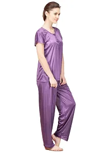 Beautiful Solid Satin Night Suits Pack Of 2-thumb2