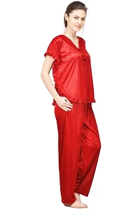 Beautiful Silky Satin Top And Pyjama Set For Women-thumb1