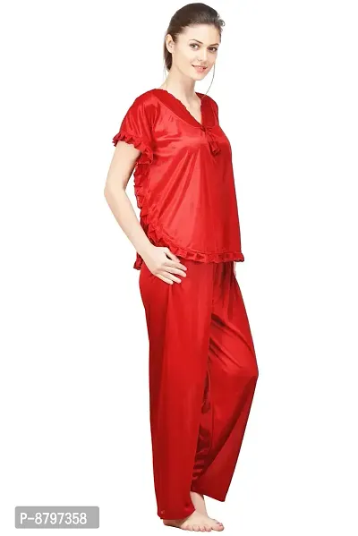 Beautiful Silky Satin Top And Pyjama Set For Women-thumb2