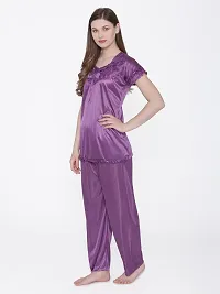 Beautiful Silky Satin Top And Pyjama Set For Women-thumb2