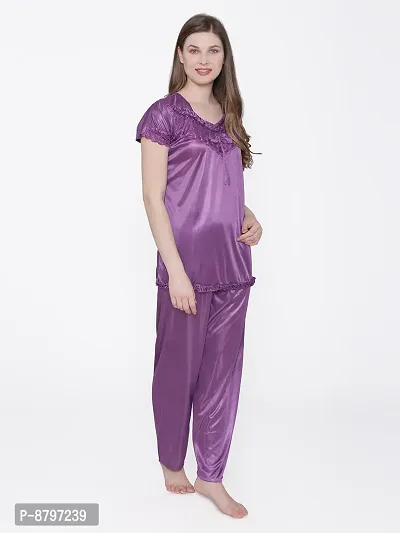 Beautiful Silky Satin Top And Pyjama Set For Women-thumb5