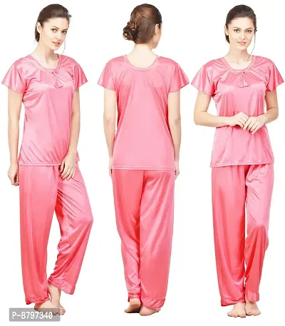 Beautiful Silky Satin Top And Pyjama Set For Women-thumb0