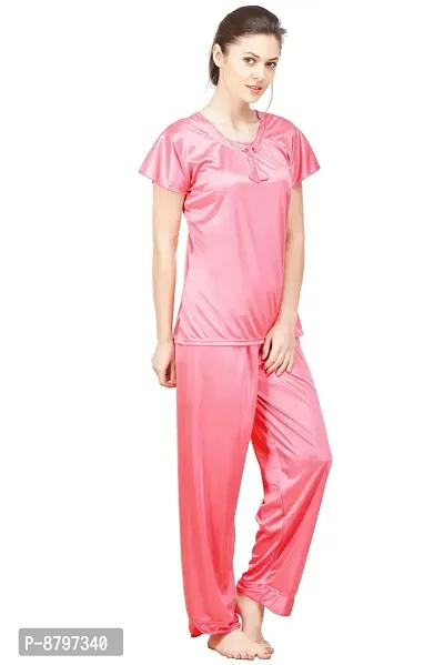 Beautiful Silky Satin Top And Pyjama Set For Women-thumb2