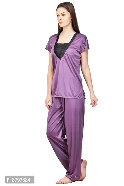 Beautiful Silky Satin Top And Pyjama Set For Women-thumb3