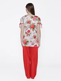 Beautiful Floral Print Satin Top and Long Leg Pyjama Set For Women-thumb3