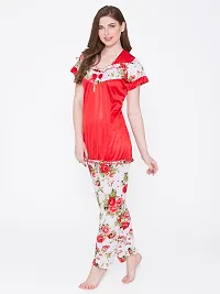 Beautiful Floral Print Satin Top and Long Leg Pyjama Set For Women-thumb2
