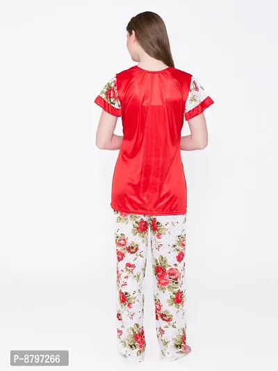 Beautiful Floral Print Satin Top and Long Leg Pyjama Set For Women-thumb4