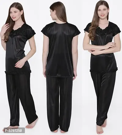 Buy Beautiful Silky Satin Top And Pyjama Set For Women Online In