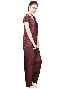 Beautiful Solid Satin Night Suit Set For Women Combo Pack Of 2-thumb2