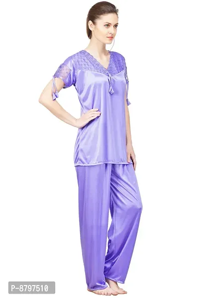 Beautiful Solid Satin Night Suits Pack Of 2-thumb3