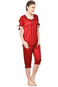 Beautiful Silky Satin Top And Capri For Women Set For Women-thumb1