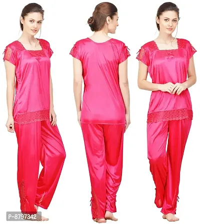 Beautiful Silky Satin Top And Pyjama Set For Women