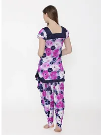 Beautiful Floral Print Satin Short Sleeve Top and Long Leg Dhoti Set For Women-thumb3