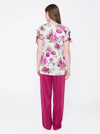 Beautiful Floral Print Satin Top and Long Leg Pyjama Set For Women-thumb3