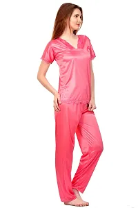 Beautiful Solid Satin Top And Pyjama For Women-thumb1