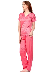 Beautiful Solid Satin Top And Pyjama For Women-thumb2