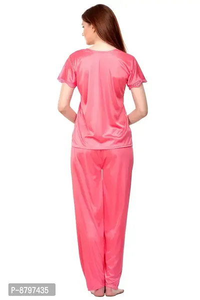 Beautiful Solid Satin Top And Pyjama For Women-thumb4
