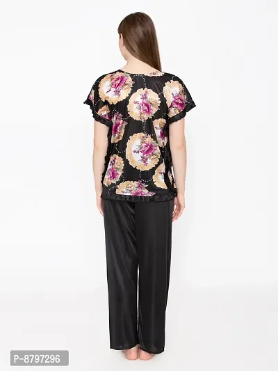 Beautiful Floral Print Satin Top and Long Leg Pyjama Set For Women-thumb4