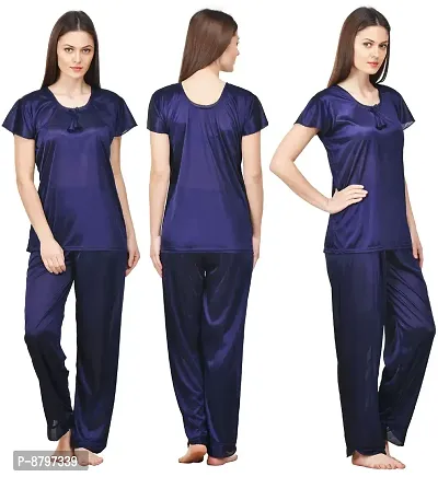 Beautiful Silky Satin Top And Pyjama Set For Women-thumb0