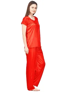 Beautiful Silky Satin Top And Pyjama Set For Women-thumb1