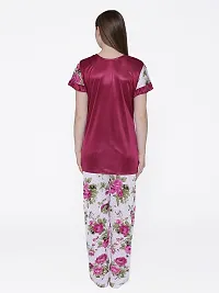 Beautiful Floral Print Satin Top and Long Leg Pyjama Set For Women-thumb3