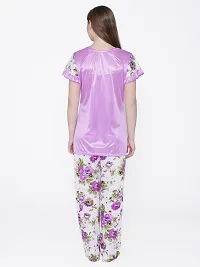 Beautiful Floral Print Satin Top and Long Leg Pyjama Set For Women-thumb3