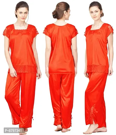 Beautiful Silky Satin Top And Pyjama Set For Women