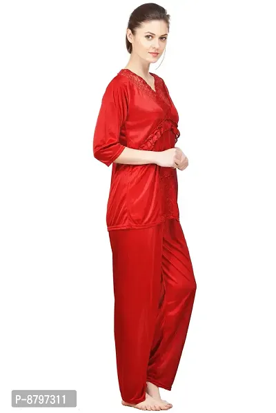 Beautiful Silky Satin Top And Pyjama Set For Women-thumb2