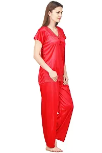 Beautiful Silky Satin Top And Pyjama Set For Women-thumb1