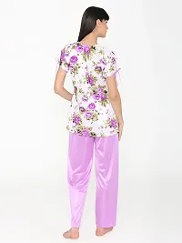 Beautiful Floral Print Satin Top and Long Leg Pyjama Set For Women-thumb3