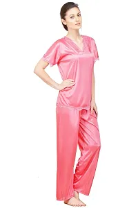 Beautiful Silky Satin Top And Pyjama Set For Women-thumb1