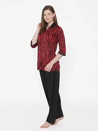 Beautiful Tiger Print Satin Button Up Shirt and Long Leg Pyjama Set For Women-thumb2