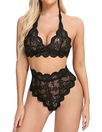 Scalloped Embroidery Lace Trim Lingerie Set-thumb1