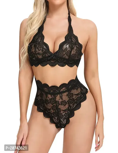 Scalloped Embroidery Lace Trim Lingerie Set-thumb2