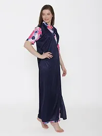 Floral Print Satin Nighty and Robe Set - Multicolor (Size - Free )-thumb4