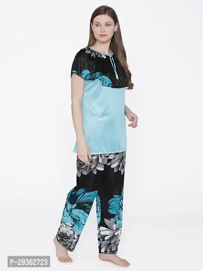 Contemporary Multicoloured Satin Printed Co-Ords Set For Women-thumb2