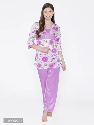 Contemporary Multicoloured Satin Printed Co-Ords Set For Women