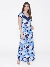 Floral Print Satin Nighty and Robe Set - Multicolor (Size - Free )-thumb2