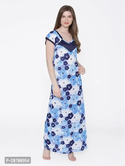 Floral Print Satin Nighty and Robe Set - Multicolor (Size - Free )-thumb3