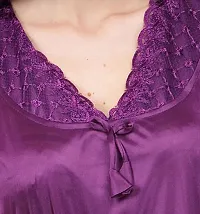 Silky Satin Top And Capri Set - Purple (Size - Free )-thumb4