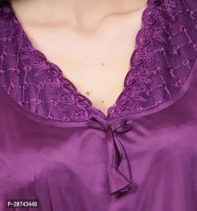 Silky Satin Top And Capri Set - Purple (Size - Free )-thumb5