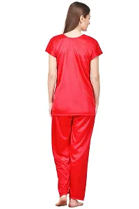 Silky Satin Top And Pyjama Set - Pink (Size - Free )-thumb3