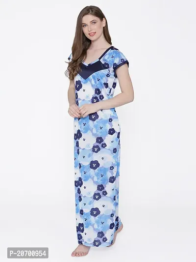 Floral Print Satin Nighty and Robe Set - Multicolor (Size - Free )-thumb4