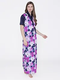 Floral Print Satin Nighty and Robe Set - Multicolor (Size - Free )-thumb4