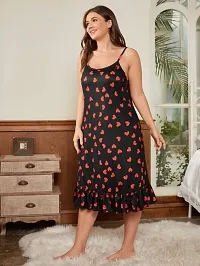 Heart Print Ruffle Hem Babydoll Dress-thumb1