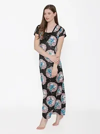 Floral Print Satin Nighty and Robe Set - Multicolor (Size - Free )-thumb3