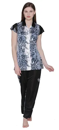 Floral Print Satin Button Up Shirt and Long Leg Pyjama Set