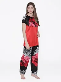 Contemporary Multicoloured Satin Printed Co-Ords Set For Women-thumb1