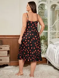 Heart Print Ruffle Hem Babydoll Dress-thumb3